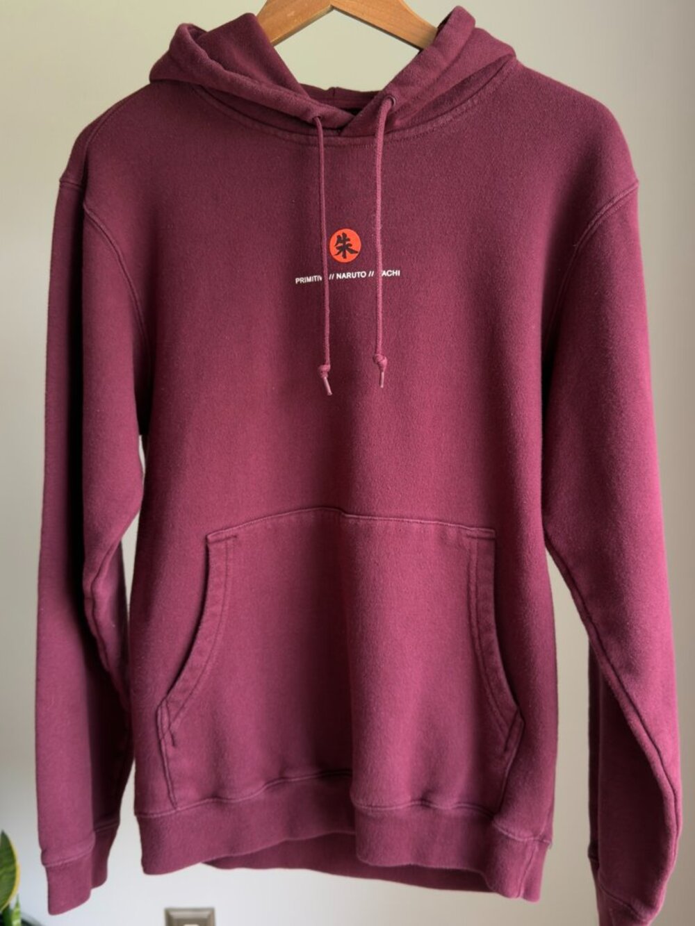 Primitive x Naruto Shippuden Itachi Hoodie Burgundy Men's Small Anime Graphic